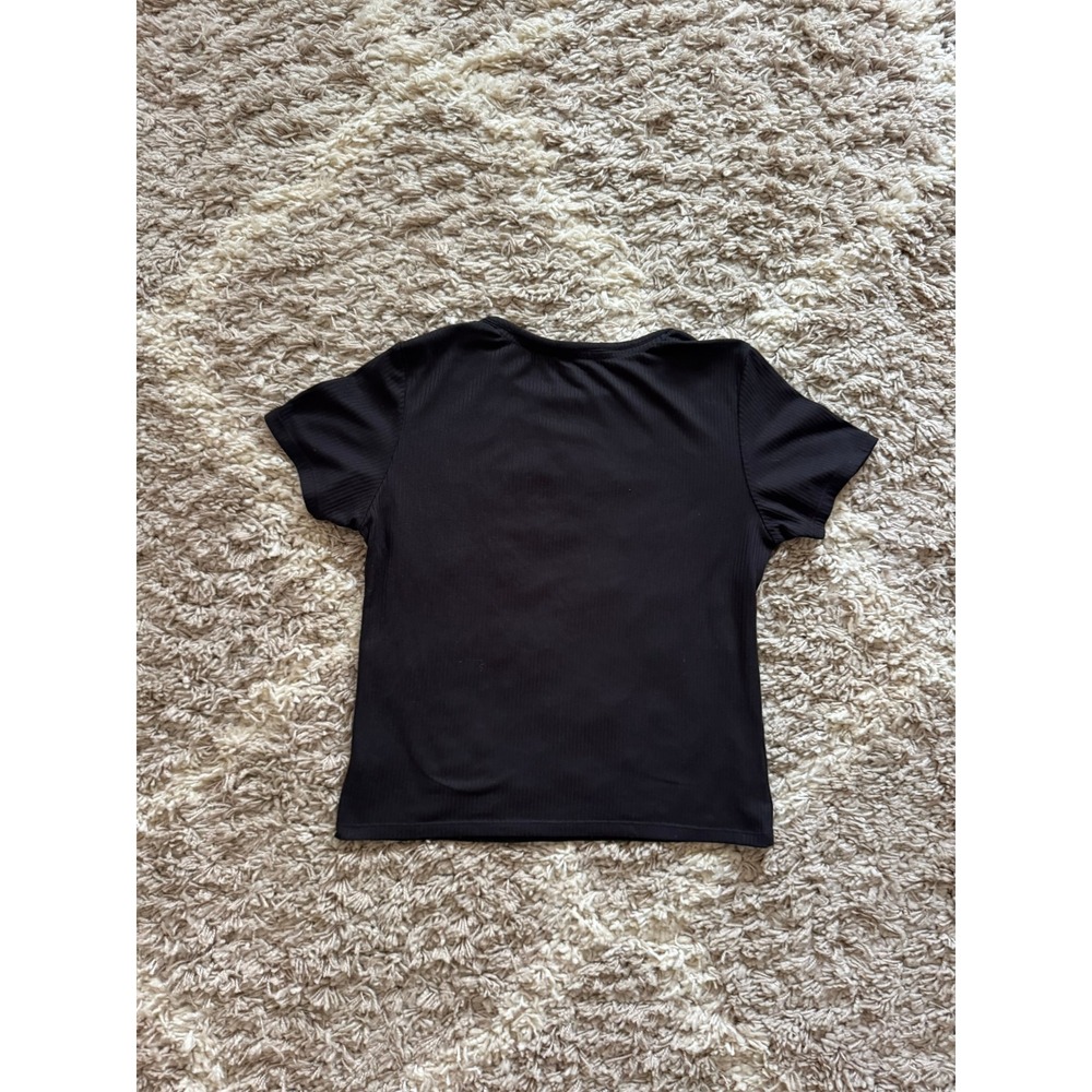 Juicy Couture Womens Black Ribbed Rhinestone Logo Sleep Shirt Pajama Top Small - Picture 3 of 4